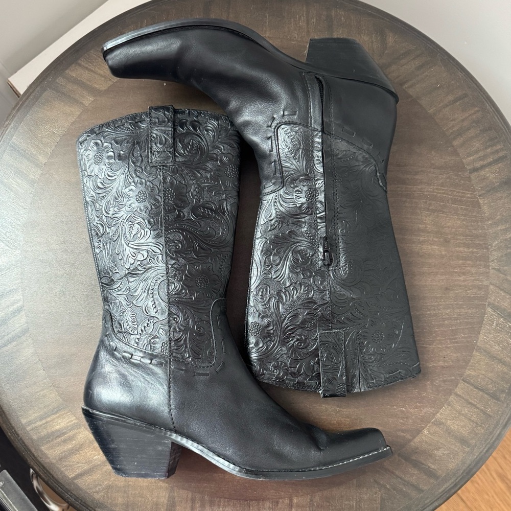 Coldwater Creek Vintage Western Cowboy Boots - Black Leather - Size 8 - EUC - Picture 5 of 10